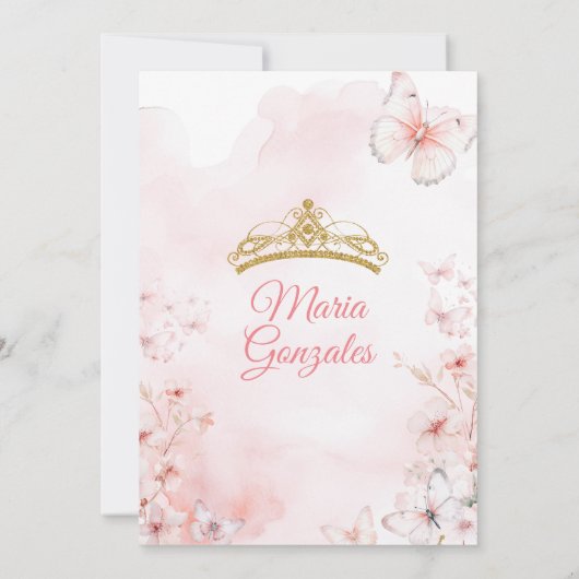 ピンクバタフライフローラキンセアニラ 招待状 (裏面)