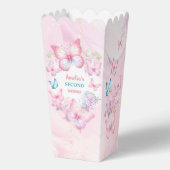 ピンクバタフライフローラサマーガール誕生日ポップコーン フェイバーボックス (裏面)