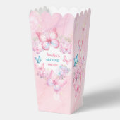 ピンクバタフライフローラサマーガール誕生日ポップコーン フェイバーボックス (正面)