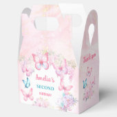 ピンクバタフライフローラサマーガール誕生日小 フェイバーボックス (オープン)