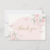 ピンクバタフライフローラサンキューカード サンキューカード (正面)
