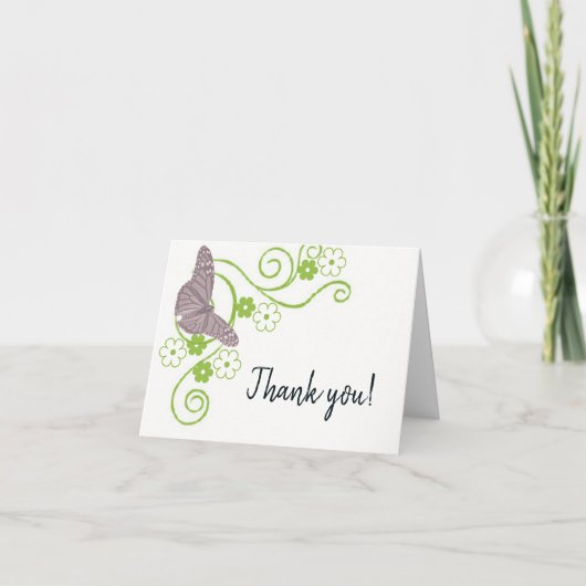 ピンクバタフライフローラサンキューカード サンキューカード (正面)