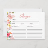 ピンクバタフライフローラブライダルシャワーレシピカード 招待状 (正面)