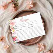 ピンクバタフライフローラブライダルシャワーレシピカード 招待状