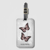 ピンクバタフライフローララゲッジタグ ラゲッジタグ (正面縦)