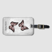 ピンクバタフライフローララゲッジタグ ラゲッジタグ (正面横)