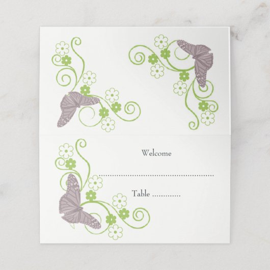 ピンクバタフライフローラ披露宴座席表 プレイスカード (外部開封)