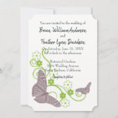 ピンクバタフライフローラ結婚式招待状 招待状 (正面)