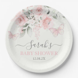 ピンクバタフライフローラ ペーパープレート