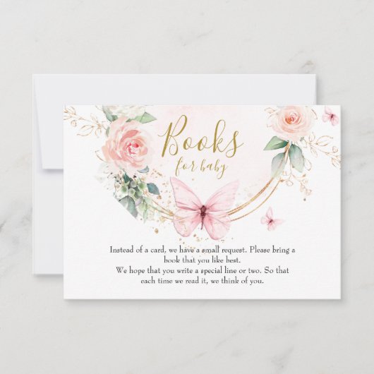 ピンクバタフライブックベビーカード (正面)