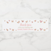 ピンクバタフライブライダルシャワーのお願い ペットボトルラベル (シングルラベル)