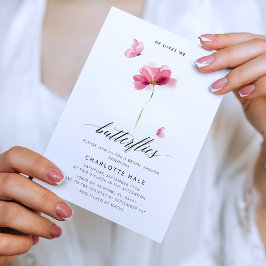 ピンクバタフライブライダルシャワー招待 招待状