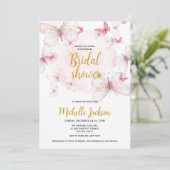 ピンクバタフライブライダルシャワー招待 招待状 (スタンド正面)