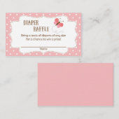 ピンクバタフライベビーシャワーおむつラッフル エンクロージャーカード (正面/裏面)