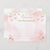 ピンクバタフライベビーシャワーガールアドバイスforママ エンクロージャーカード (正面/裏面)