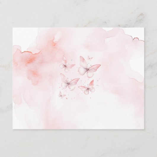 ピンクバタフライベビーシャワーガールアドバイスforママ エンクロージャーカード (裏面)