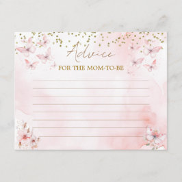 ピンクバタフライベビーシャワーガールアドバイスforママ エンクロージャーカード