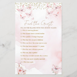 ピンクバタフライベビーシャワーガールゲストを見つける