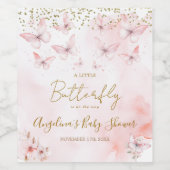 ピンクバタフライベビーシャワーガール ワインラベル (シングルラベル)