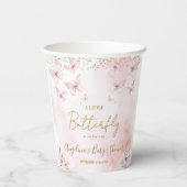 ピンクバタフライベビーシャワーガール 紙コップ (裏面)