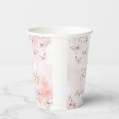 ピンクバタフライベビーシャワーガール 紙コップ (右)