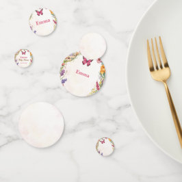 ピンクバタフライベビーシャワーフローラガーデン コンフェッティ