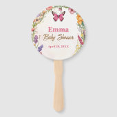 ピンクバタフライベビーシャワーフローラガーデン ハンドファン (正面)