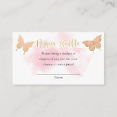 ピンクバタフライベビーシャワー招待状 エンクロージャーカード (正面)