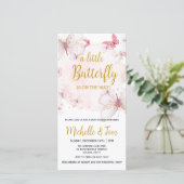 ピンクバタフライベビーシャワー招待状 シーズンカード (スタンド正面)