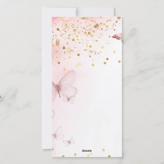 ピンクバタフライベビーシャワー招待状 シーズンカード (裏面)