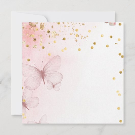 ピンクバタフライベビーシャワー招待状 招待状 (裏面)
