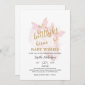 ピンクバタフライベビーシャワー招待状 招待状 (正面/裏面)