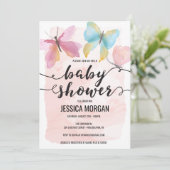 ピンクバタフライベビーシャワー招待状 招待状 (スタンド正面)