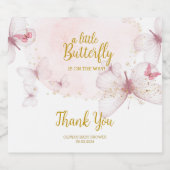 ピンクバタフライベビーシャワー スパークリングワインラベル (シングルラベル)