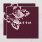 ピンクバタフライベビーシャワー 招待状 (正面/裏面)