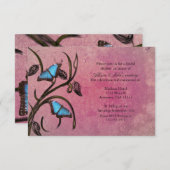 ピンクバタフライペアブライダルシャワー招待 招待状 (正面/裏面)