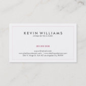 ピンクバタフライホワイト背景ミニマルデザイン 名刺 (裏面)