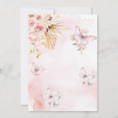 ピンクバタフライボウホフラワーズ1st誕生日フローラ 招待状 (裏面)