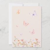 ピンクバタフライワイルドフラワーガールファースト誕生日 招待状 (裏面)