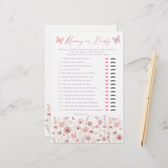 ピンクバタフライワイルドフラワーゲームを言った推測 (正面/裏面インサイチュ)