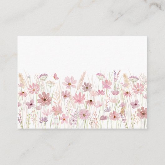 ピンクバタフライワイルドフラワーズベビーおむつラッフル エンクロージャーカード (裏面)