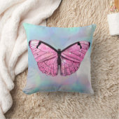 ピンクバタフライヴィンテージイラストレーション装飾用クッション クッション (ブランケット)