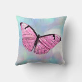 ピンクバタフライヴィンテージイラストレーション装飾用クッション クッション (裏面)