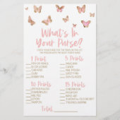 ピンクバタフライ何が財布のブライダルシャワーゲーム 便箋 (正面)