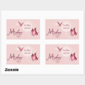 ピンクバタフライ写真テンプレート長方形シール 長方形シール (シート)