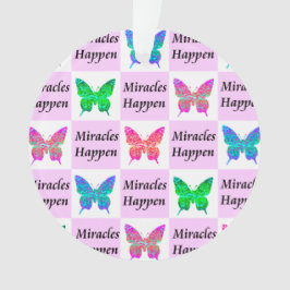 ピンクバタフライ奇跡が起こるデザイン オーナメント