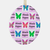 ピンクバタフライ奇跡が起こるデザイン セラミックオーナメント (右)