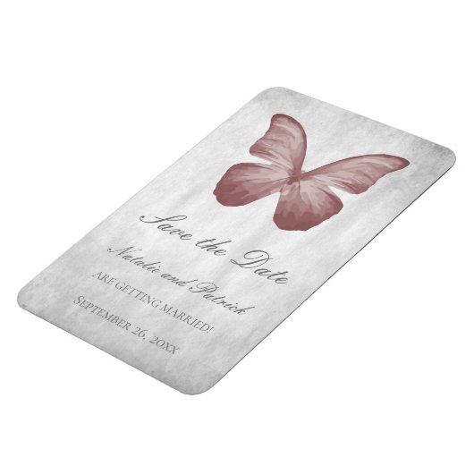 ピンクバタフライ日付磁石を保存 マグネット (左側)