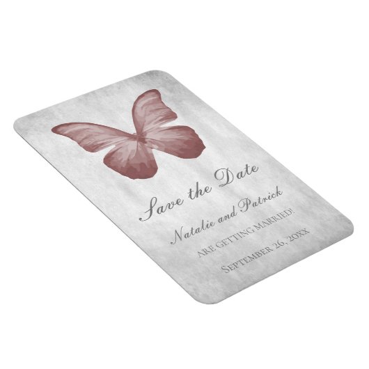 ピンクバタフライ日付磁石を保存 マグネット (右側)
