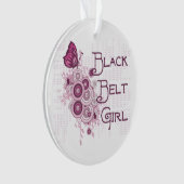 ピンクバタフライ武術アーツブラックベルトガール オーナメント (正面)